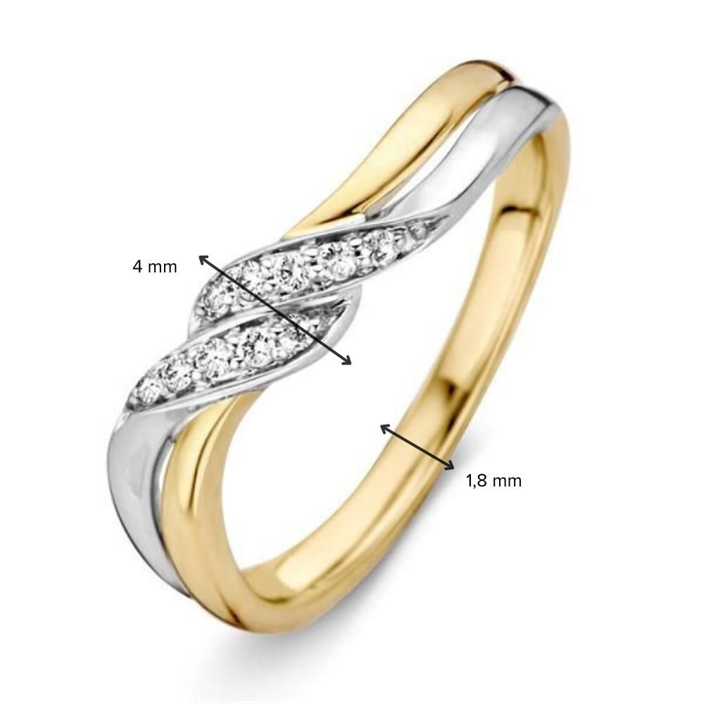 14-Karaat Bicolor Gouden Ring met Briljant Diamant – Elegantie voor Dames