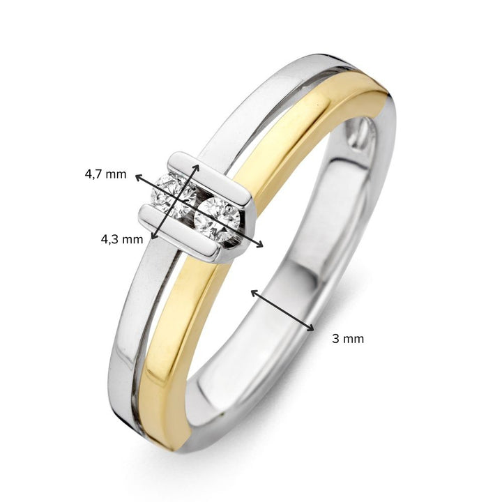 14-Karaat Bicolor Gouden Ring met Briljant Diamanten - Tijdloze Elegantie voor Dames