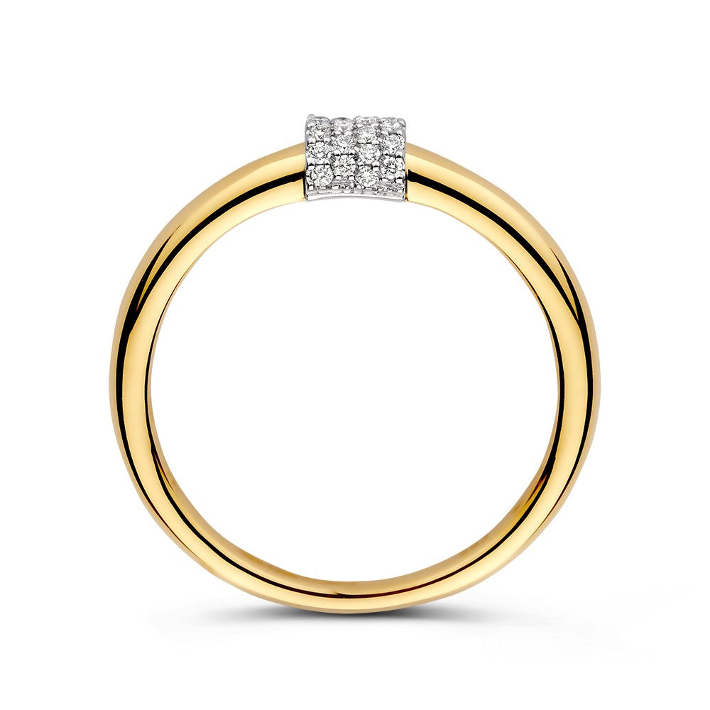 14kt Gouden Ring met 0.10ct Diamant – Elegante Geel/Wit Gouden