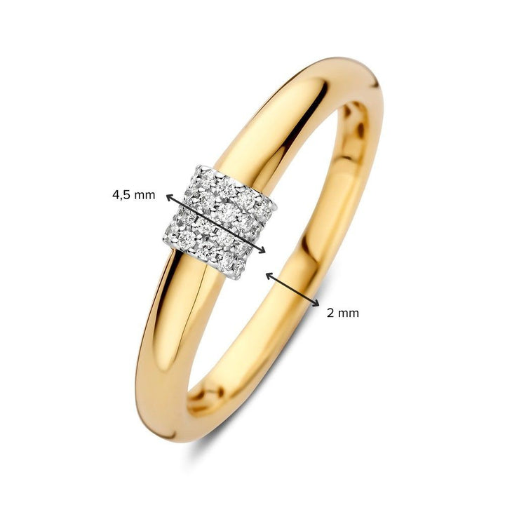 14kt Gouden Ring met 0.10ct Diamant – Elegante Geel/Wit Gouden