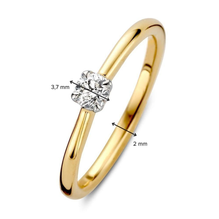 Bicolor Gouden Solitair Ring met Briljant – 0.20 Carat