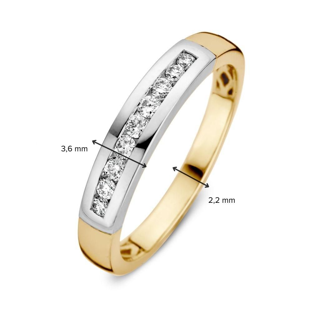 Bicolor Gouden Ring met Briljant in Railszetting – 0.20 Carat