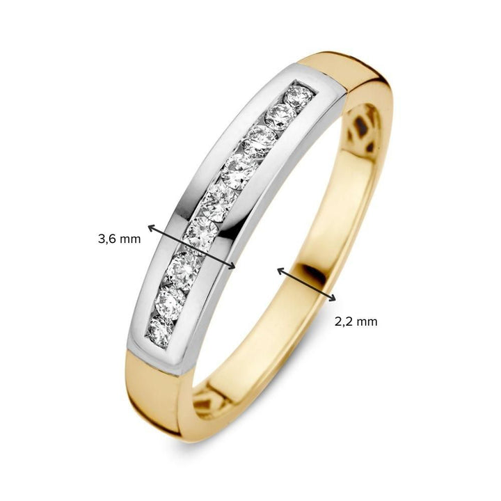 Bicolor Gouden Ring met Briljant in Railszetting – 0.20 Carat