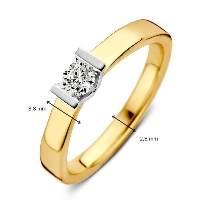 Bicolor Gouden Ring met Briljant – 0.20 Carat