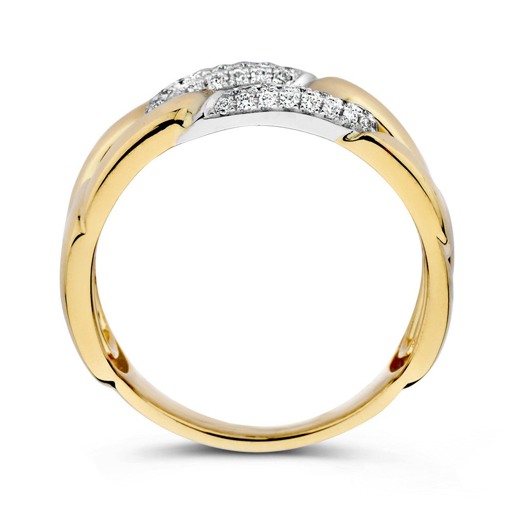 Bicolor Gouden Ring met Briljant – 0.20 Carat