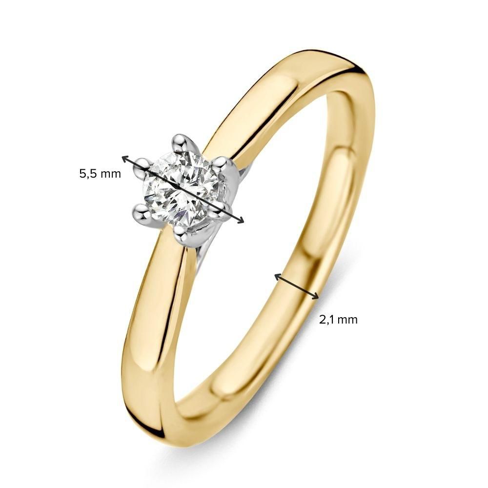 Bicolor Geel- en Witgouden Ring met Diamant – 0,24 ct