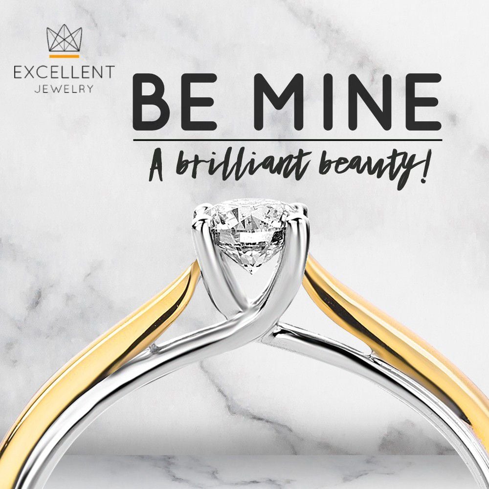 Elegante Geel- en Witgouden Ring met 0,25 Caraat Briljant Diamant