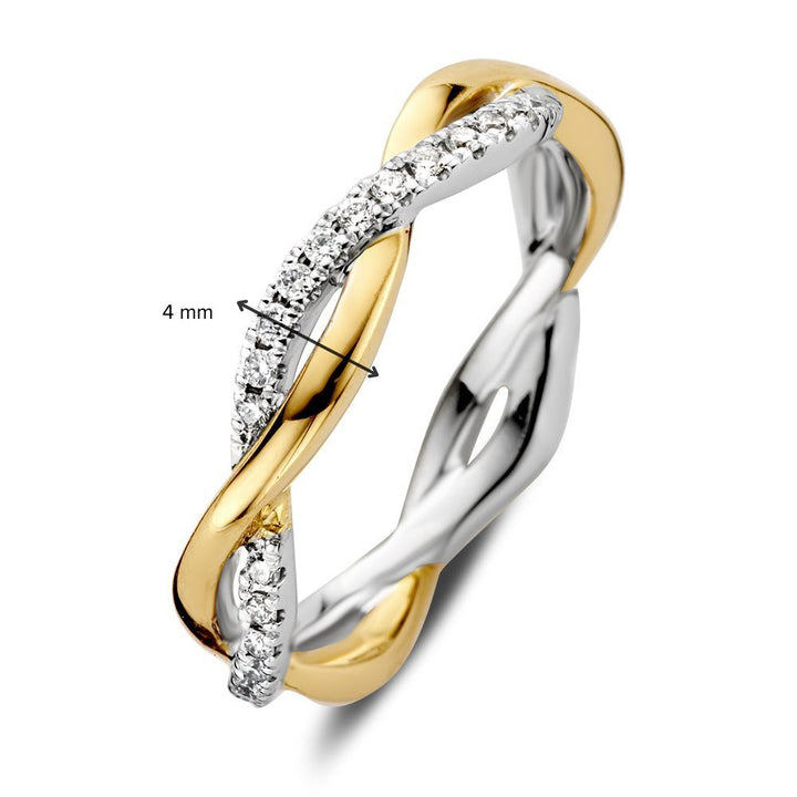 Bicolor Gouden Ring met Twist Design en Diamanten – 0.27 Carat