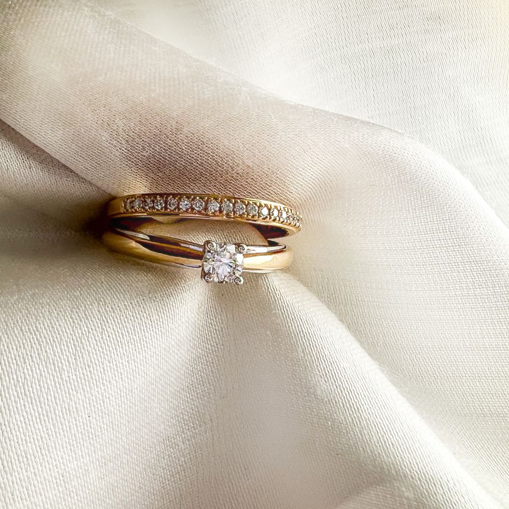 Bicolor Geel- en Witgouden Ring met Diamanten Briljant 0.31 crt.