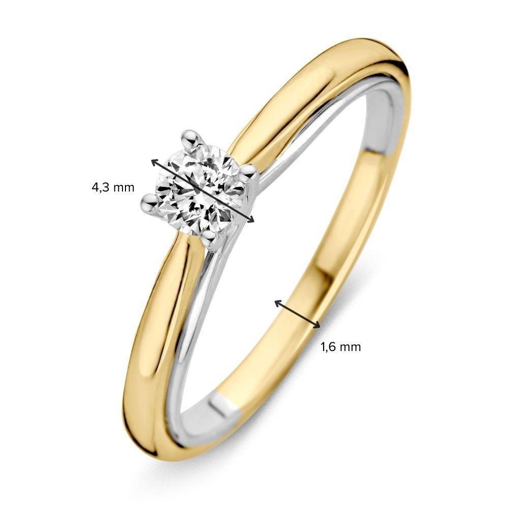 Bicolor Geel- en Witgouden Ring met Diamanten Briljant 0.31 crt.