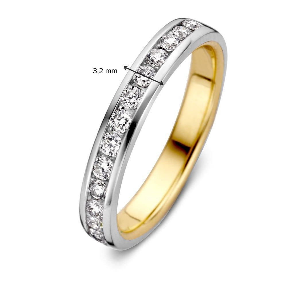 Bicolor Wit- en Geelgouden Ring met Briljant Diamant – 0.32 crt