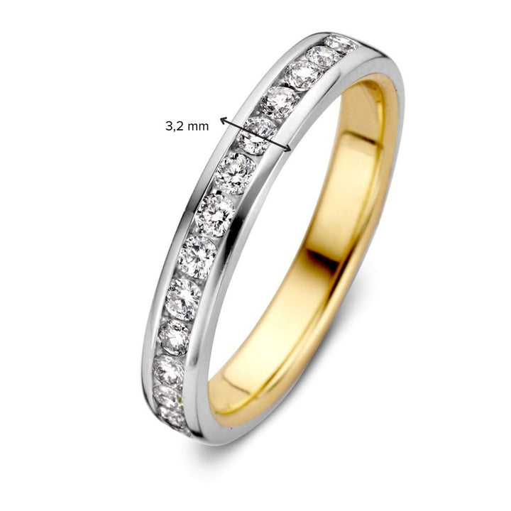 Bicolor Wit- en Geelgouden Ring met Briljant Diamant – 0.32 crt