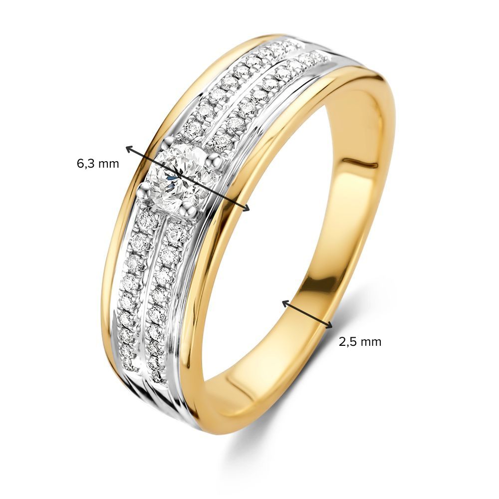 Elegant Bicolor Gold Ring with Brilliant Diamond Center 0.34 crt.