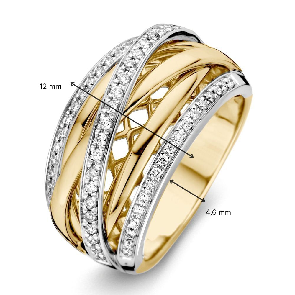 Bold Bicolor Gold Ring with Brilliant Diamond Accent 0.34 crt.