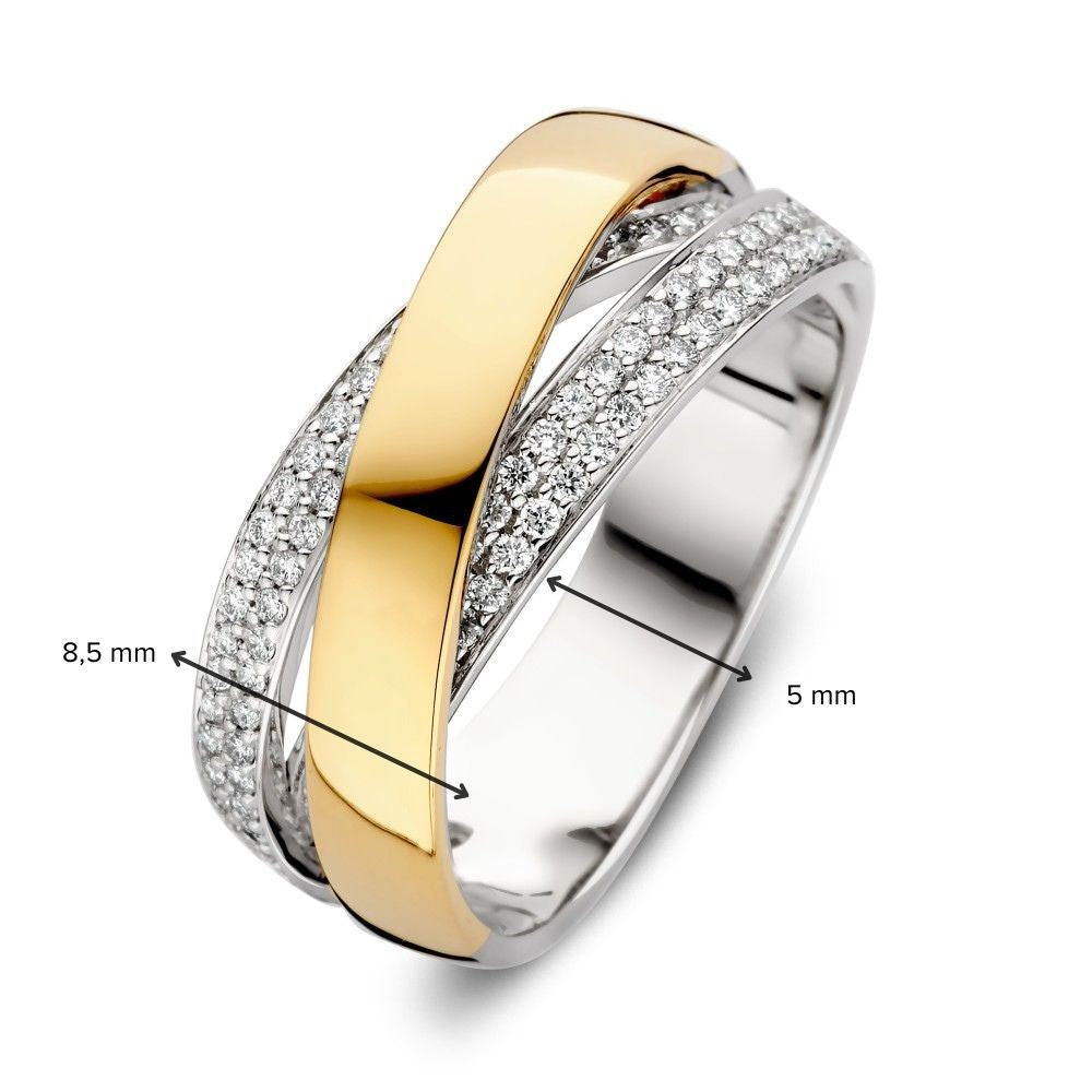 Luxury Bicolor Crossover Ring with 0.37ct Brilliant Diamond