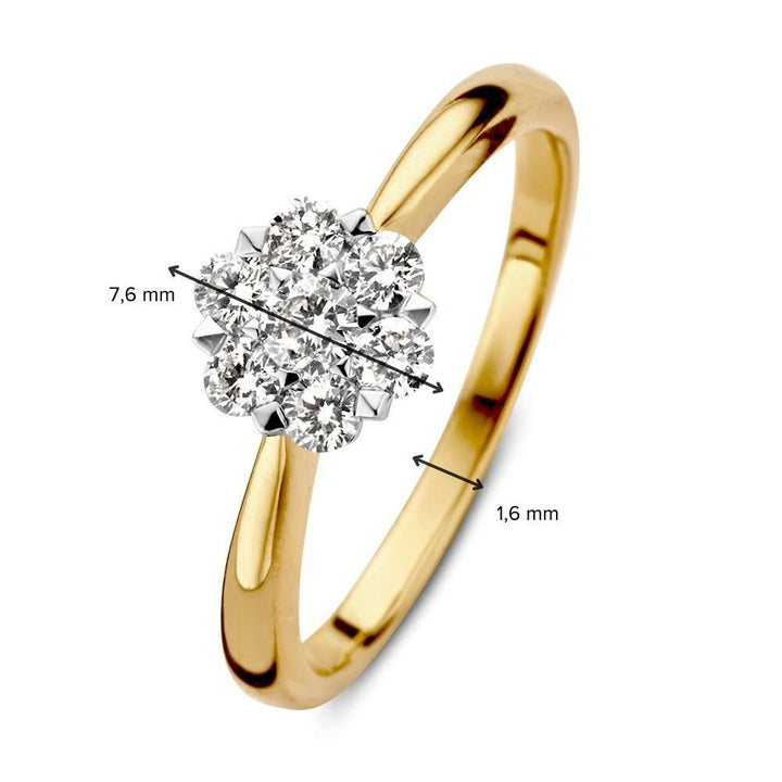 Bicolor Gouden Entourage Ring met Diamant (0.40 ct) – 14 Karaat Geel/Wit Goud