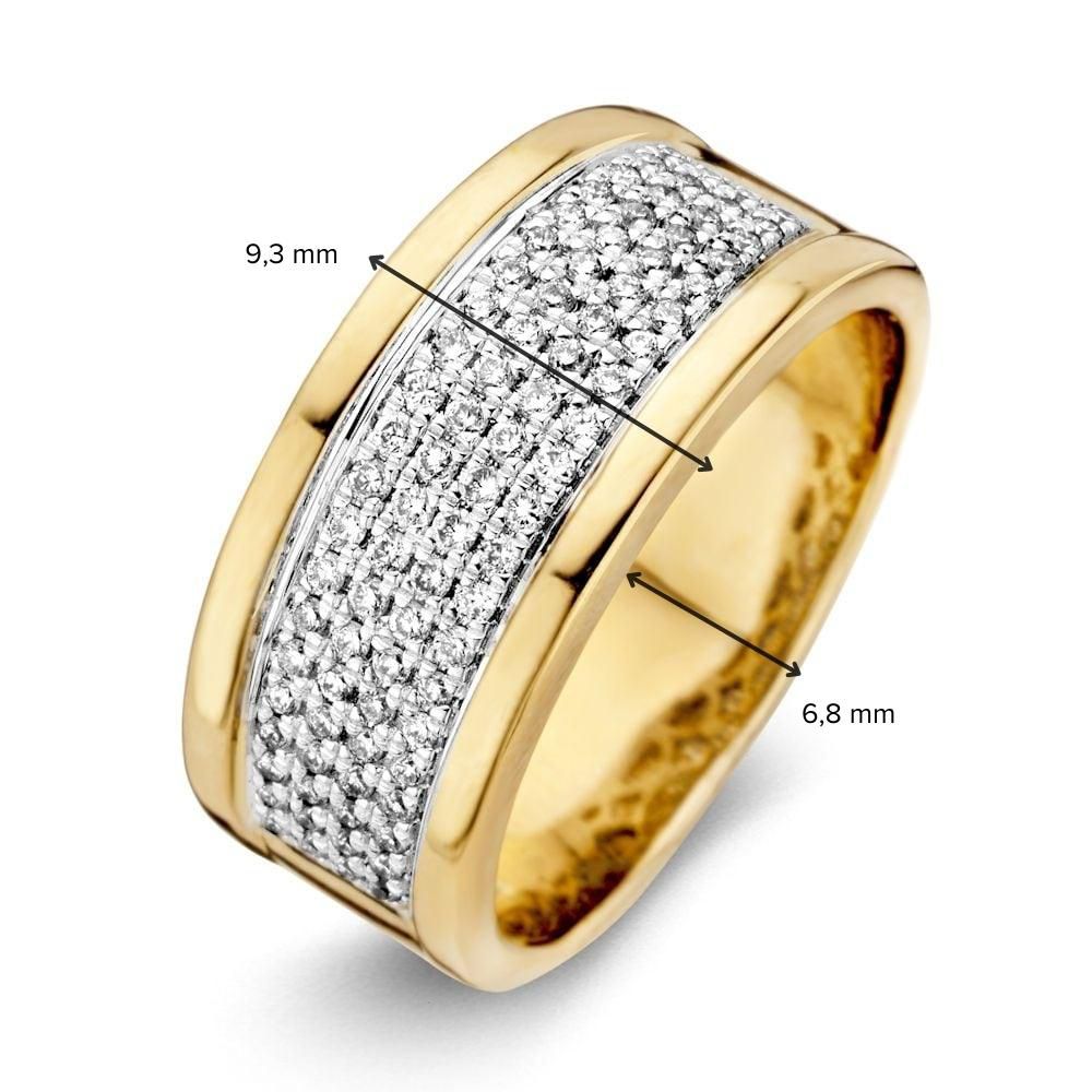 Bicolor Geel- en Witgouden Damesring met Diamant (0.51 crt) – 14 Karaat