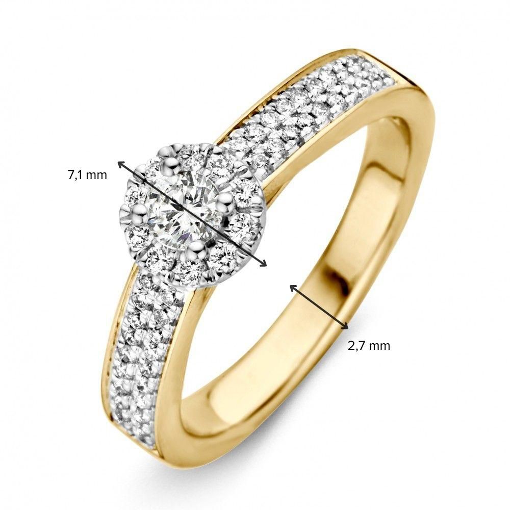 Bicolor Geel- en Witgouden Damesring met Diamant (0.51 crt) – 14 Karaat