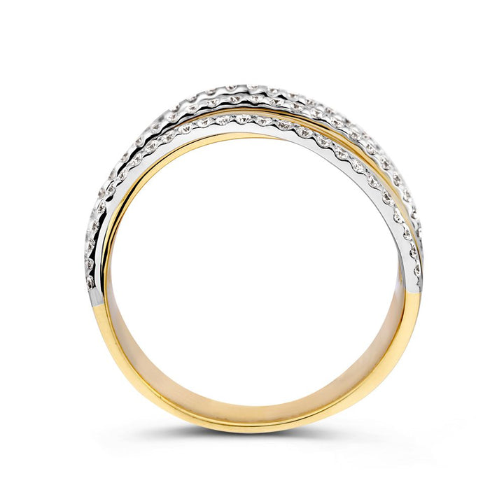 Geel-witgouden ring met diamanten - 14 karaat - Luxe ontwerp - 0,52 ct diamant