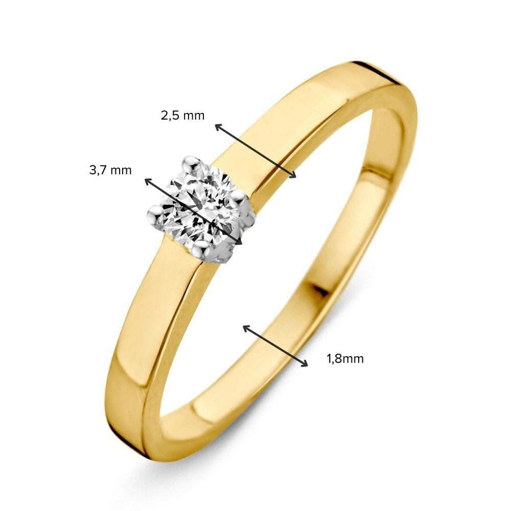 Bicolor solitair ring 14 karaat met witte zirkonia 3.8mm