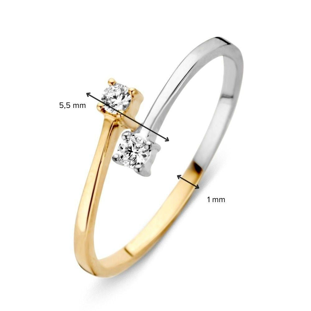 Bicolor gouden ring met witte zirkonia 14 karaat 5.5mm