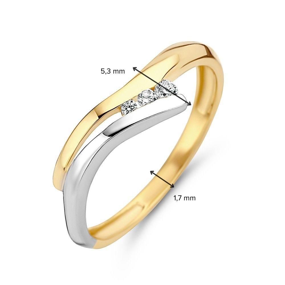 Bicolor gouden ring met witte zirkonia 14 karaat 5.3mm