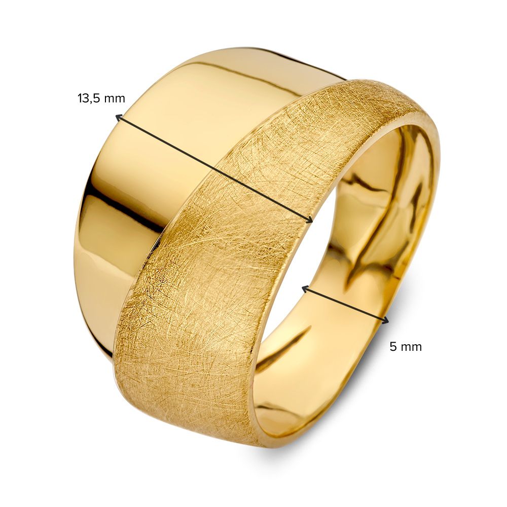 Luxe Geelgouden Ring met Contrasterende Banen – 14 Karaat, Eyecatcher voor Dames