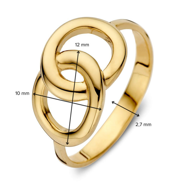 Geelgouden Ring met Verbonden Schakels – 14 Karaat, Elegante Minimalistische Stijl