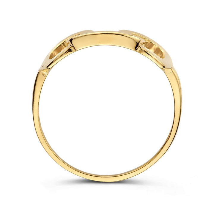 Geelgouden Ring met Vierkante Schakels Tussenstuk – 14 Karaat, Modern Design