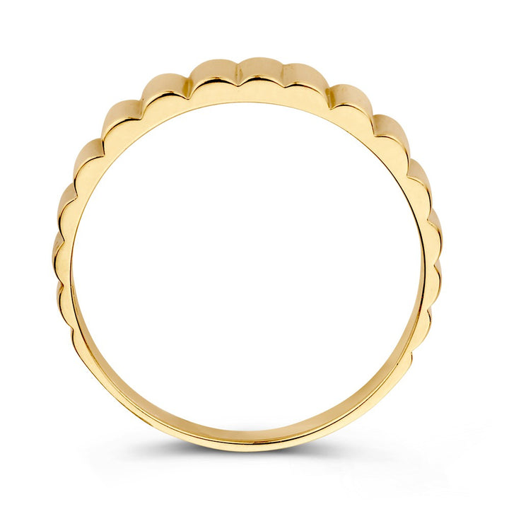 Geelgouden Ring met Strak Ribbelpatroon – 14kt Goud, 5.2 mm Breed, 1.9 Gram