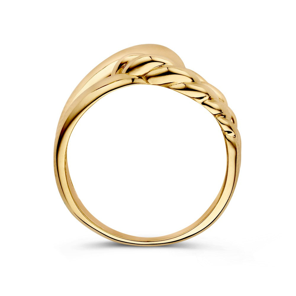 Geelgouden Ring met Gedraaide Knoop – 14kt Goud, 12 mm Breed, 3.4 Gram