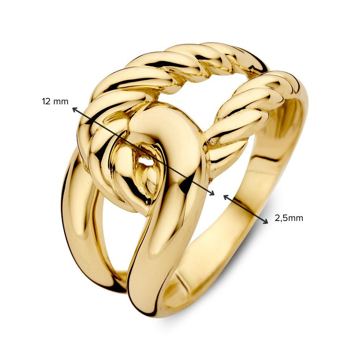 Geelgouden Ring met Gedraaide Knoop – 14kt Goud, 12 mm Breed, 3.4 Gram