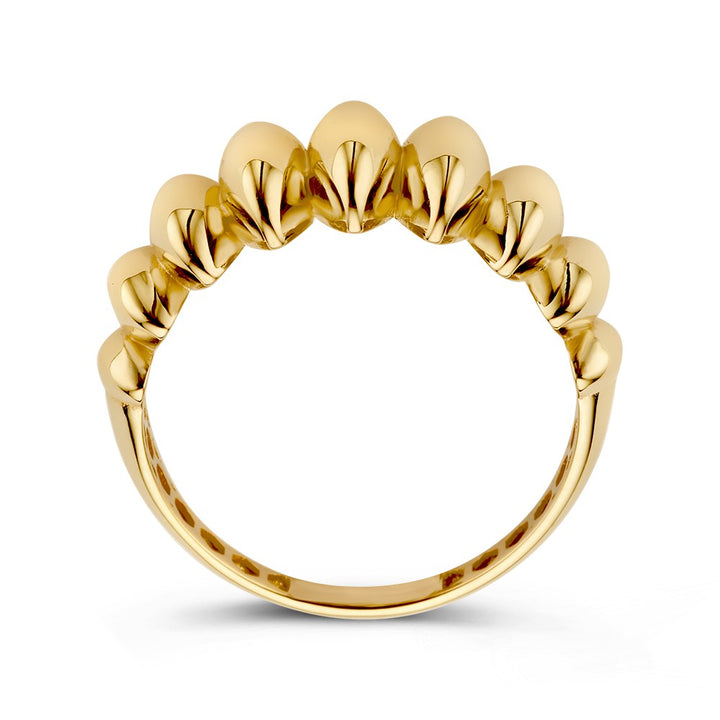 Brede Geelgouden Ring met Speels Design – 14kt Goud, 8 mm Breed, 2.1 Gram