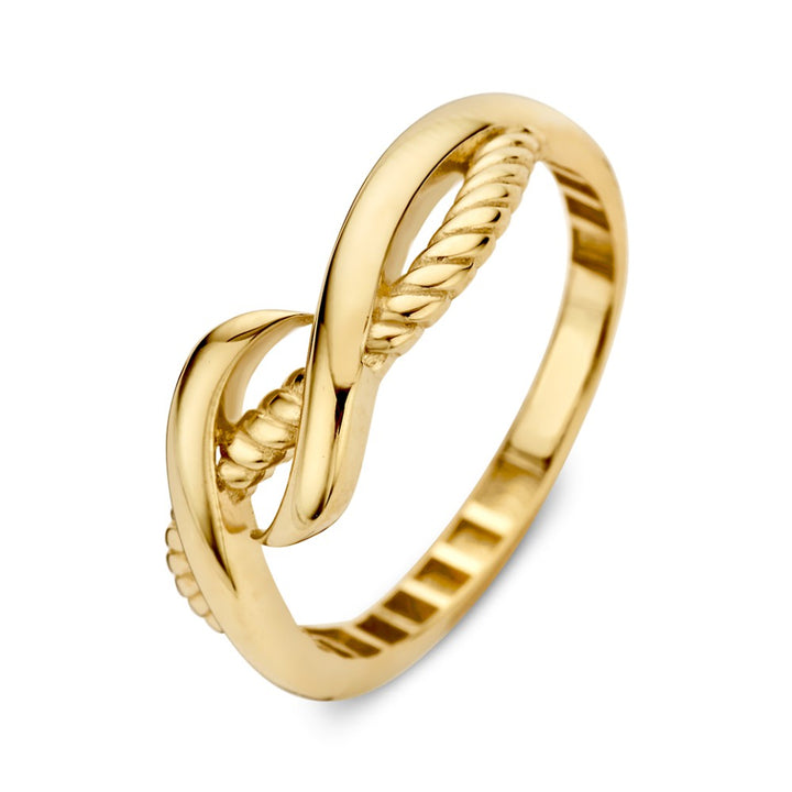 Geelgouden Slagring met Getorste Band – 14kt Goud, 7 mm Breed, 1.7 Gram