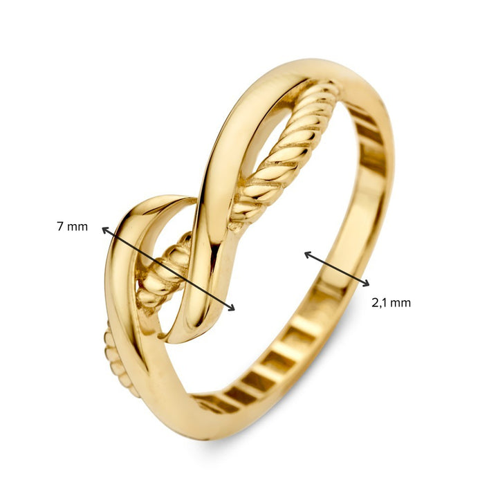 Geelgouden Slagring met Getorste Band – 14kt Goud, 7 mm Breed, 1.7 Gram