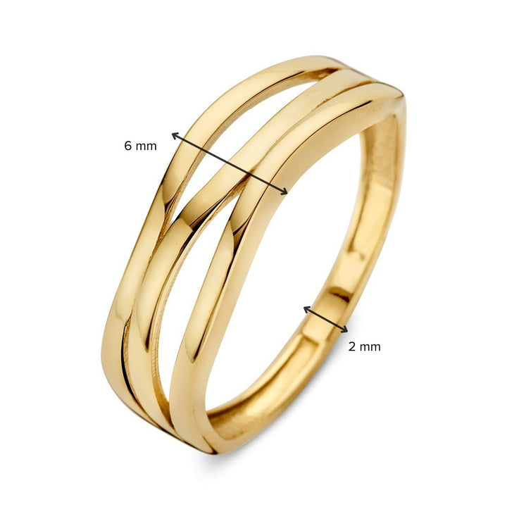 Geelgouden Crossover Ring – 14kt Goud, 6 mm Breed, 2.1 Gram