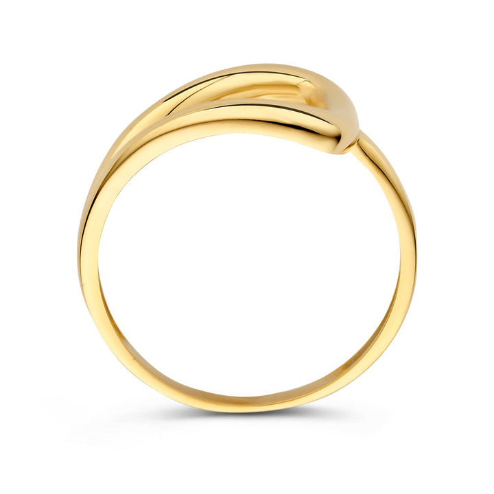 Geelgouden Ring met Asymmetrisch Design – 14kt Goud, 12 mm Breed, 1.7 Gram