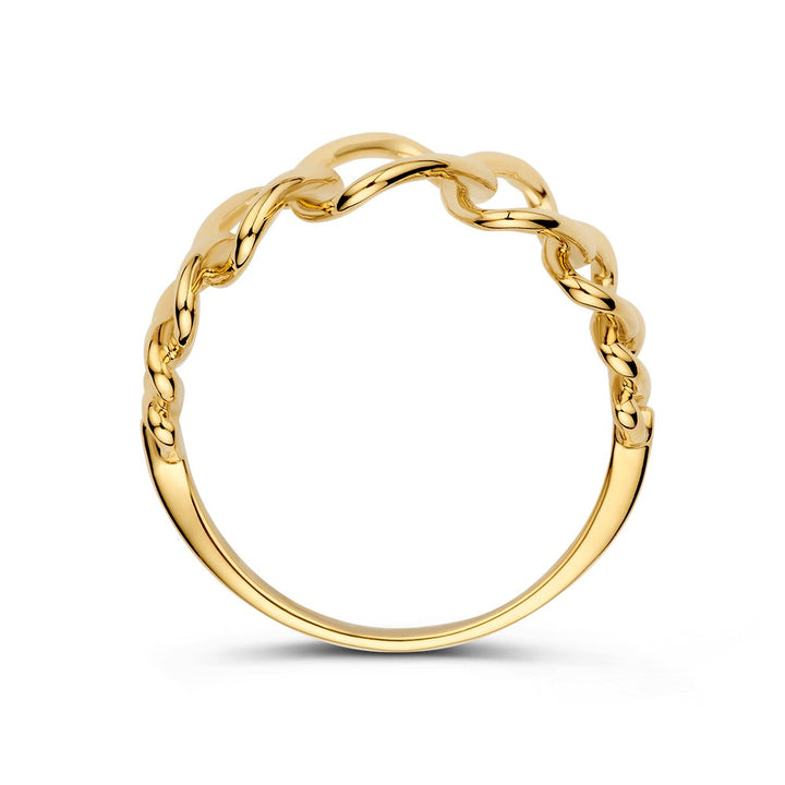 Speelse Geelgouden Ring met Open Design – 14kt Geelgoud, 12 mm Breed, 2.7 Gram