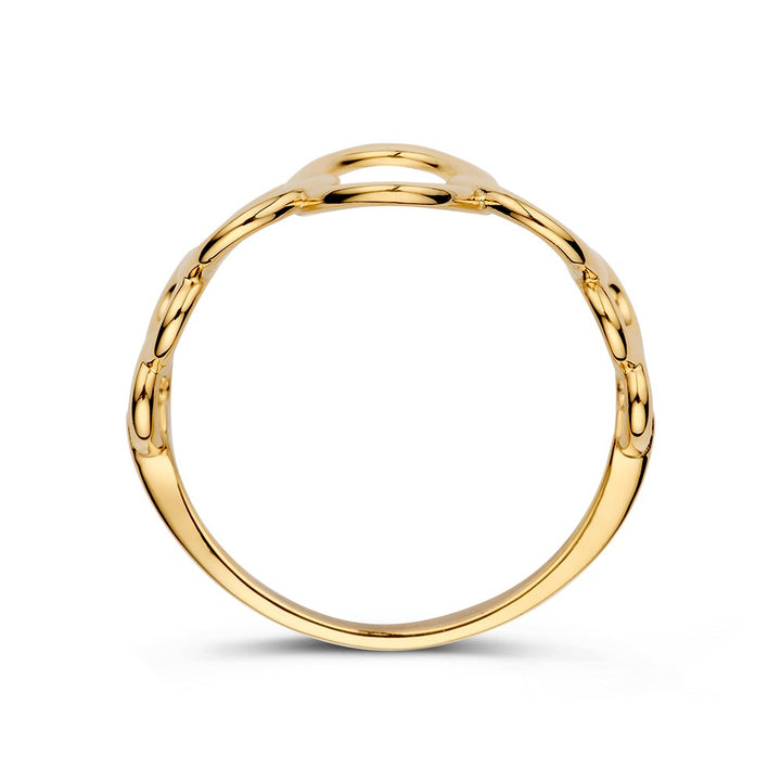 Speelse Geelgouden Ring met Open Design – 14kt Geelgoud, 14 mm Breed, 2.6 Gram