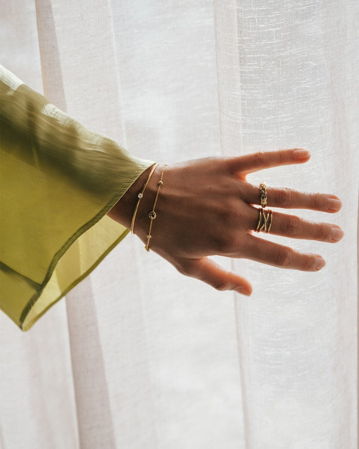 Refined Yellow Gold Ring with 0.04ct Diamond Accent