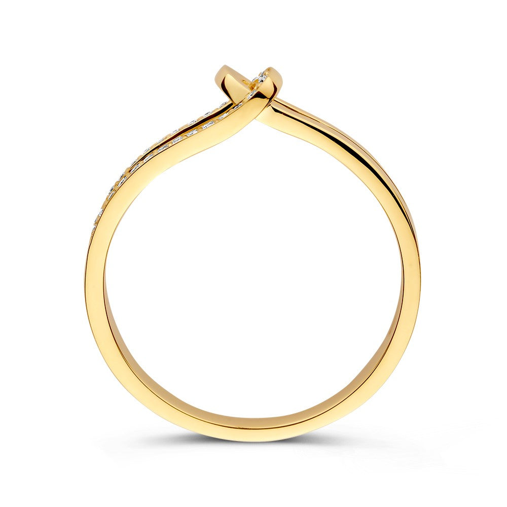 Verfijnde Geelgouden Ring met Diamant, Subtiele Luxe 0.08 crt.