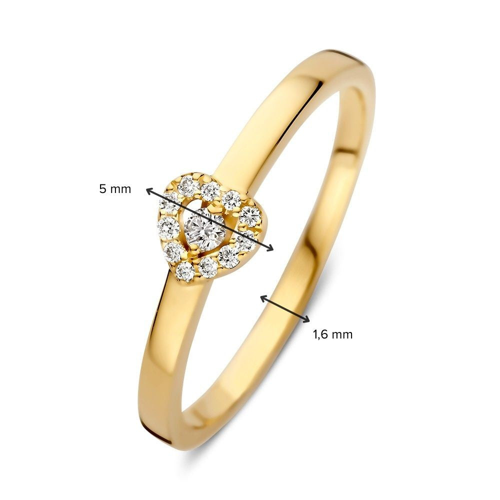 Stijlvolle Geelgouden Ring met Diamant – Tijdloze Elegantie 0.08 crt.