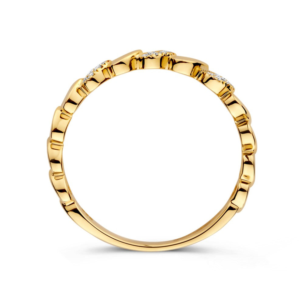 Geelgouden Ring met Diamanten – Subtiele Elegantie0.09 crt.