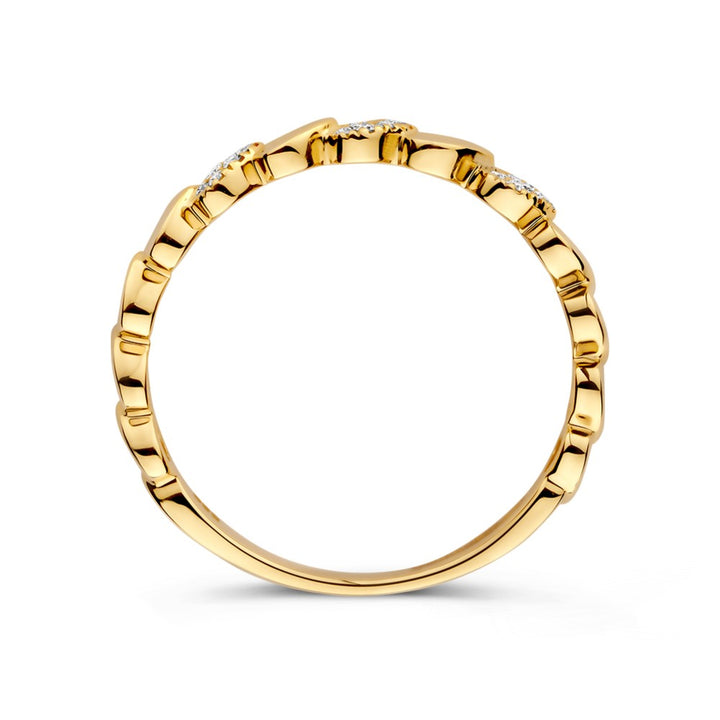 Geelgouden Ring met Diamanten – Subtiele Elegantie0.09 crt.