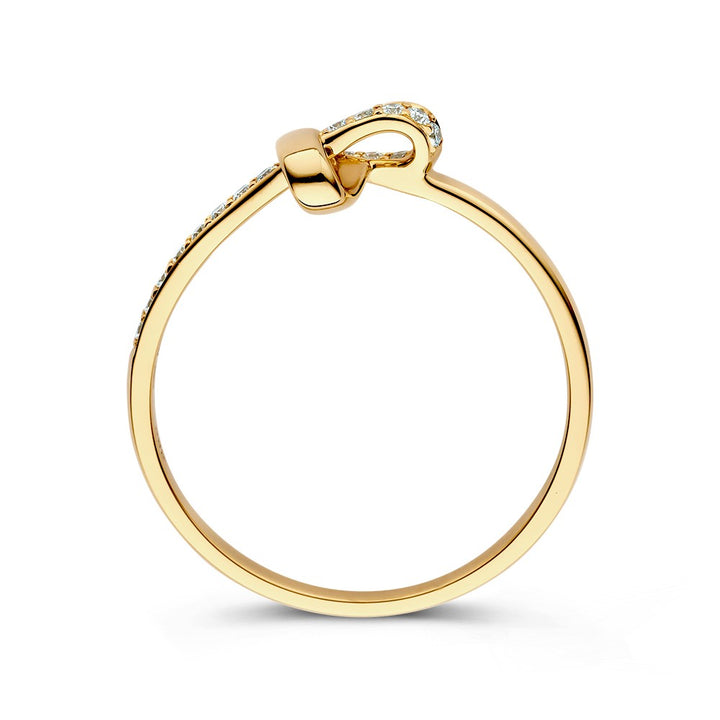 Yellow Gold Heart Ring with Diamonds, 0.11ct