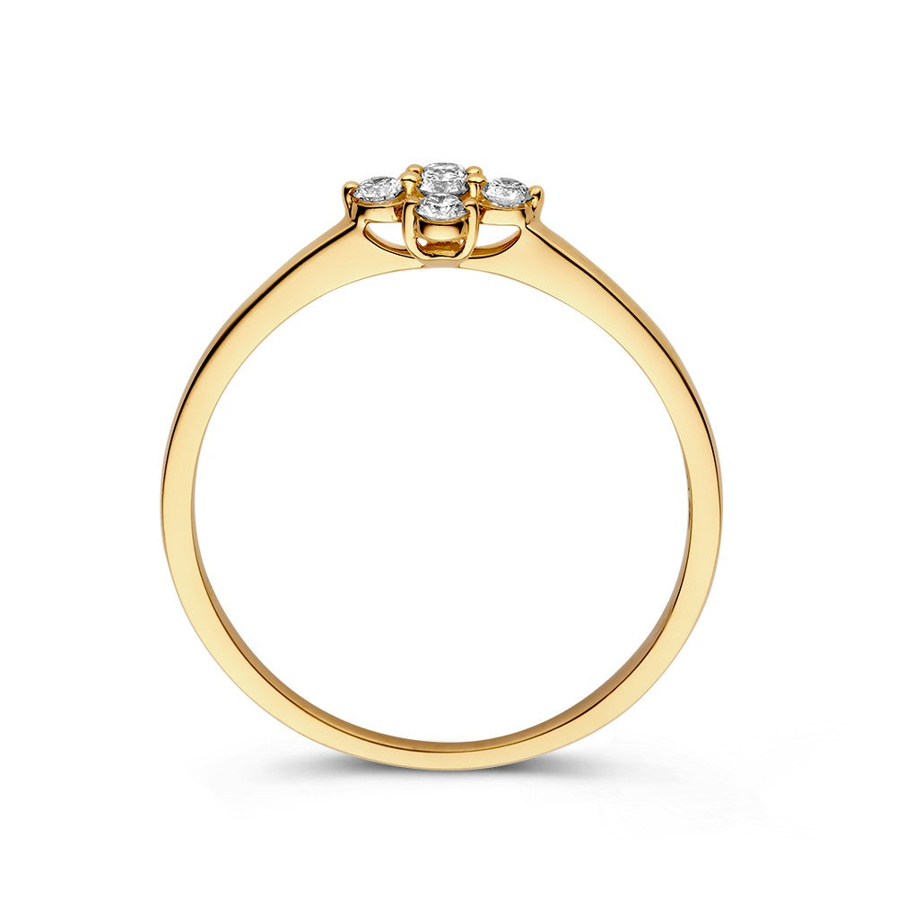 Elegant Yellow Gold Flower Ring with 0.15ct Diamond