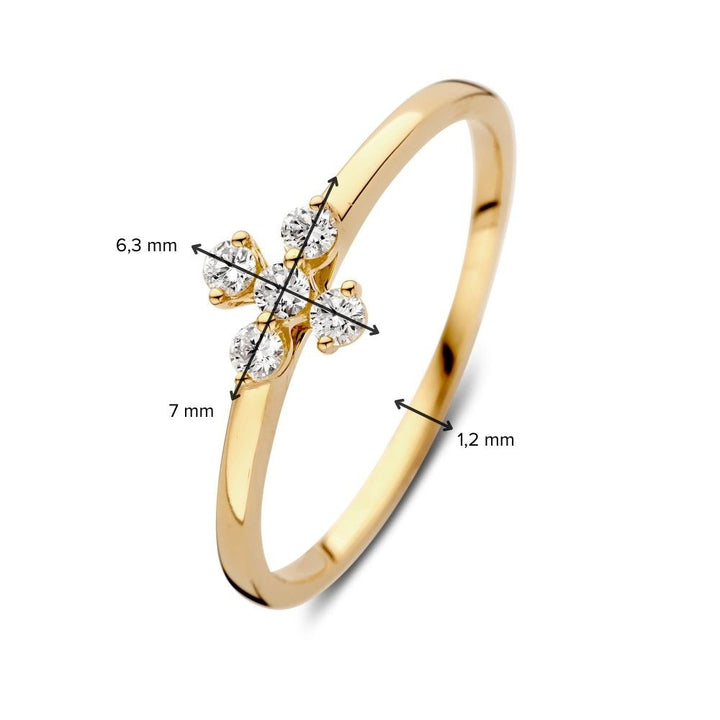 Elegant Yellow Gold Flower Ring with 0.15ct Diamond