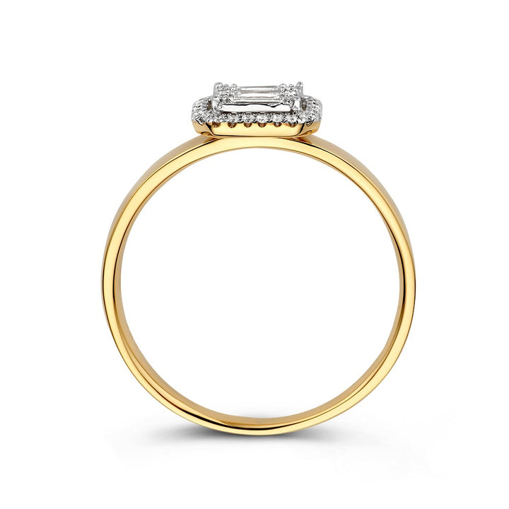 Elegant Bicolor Gold Ring with Brilliant and Baguette Diamonds in Invisible Setting 0.20 crt.