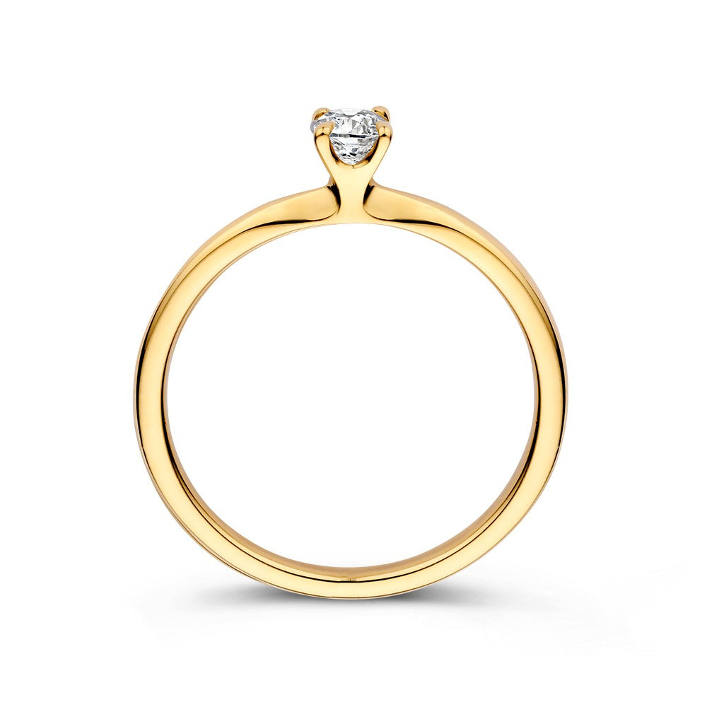 Elegante Gouden Solitair Ring met 0,25 crt Briljant – Verfijnd Design voor Dames