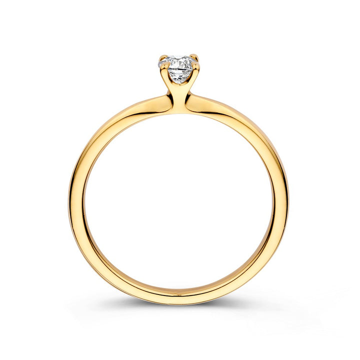 Elegante Gouden Solitair Ring met 0,25 crt Briljant – Verfijnd Design voor Dames